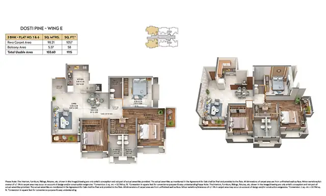 Dosti Pine floor plan 5 (blurred preview)