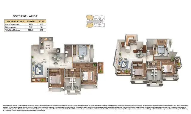 Dosti Pine floor plan 7 (blurred preview)