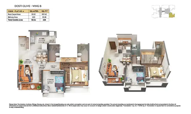 Dosti Olive floor plan 3 (blurred preview)