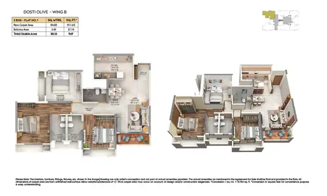 Dosti Olive floor plan 6 (blurred preview)