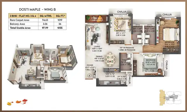 Dosti Maple floor plan 8 (blurred preview)